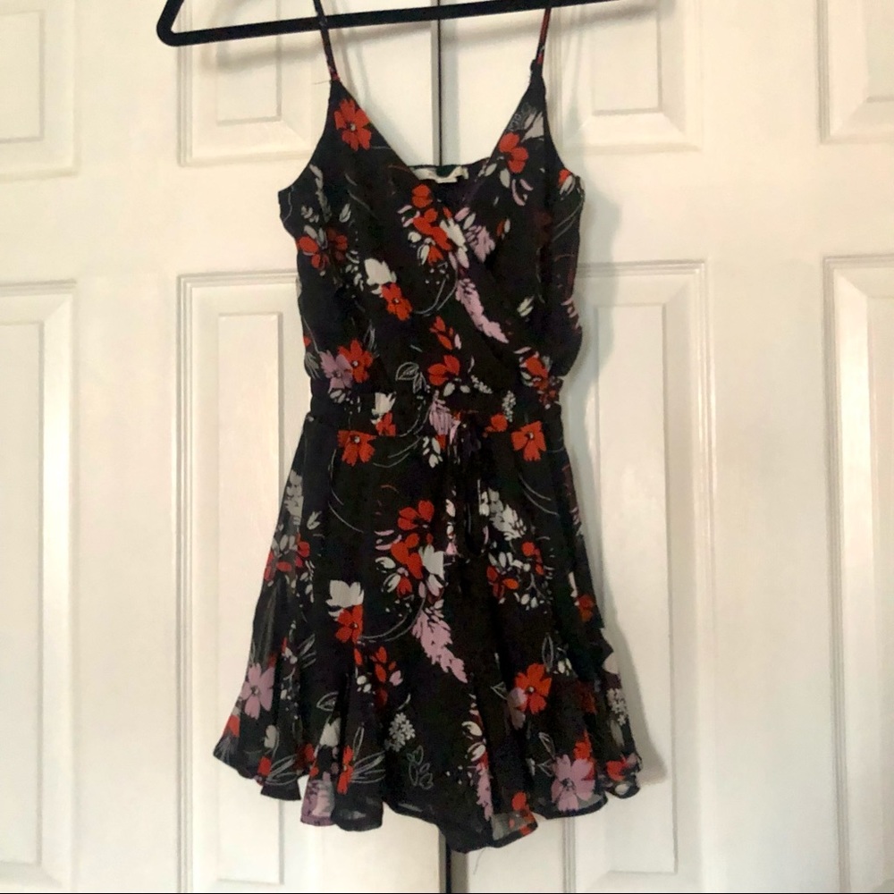 Francesca’s black and red floral romper